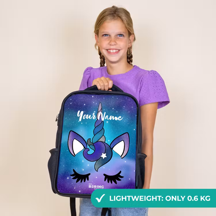 Kids backpack - Black - Purple unicorn — 9