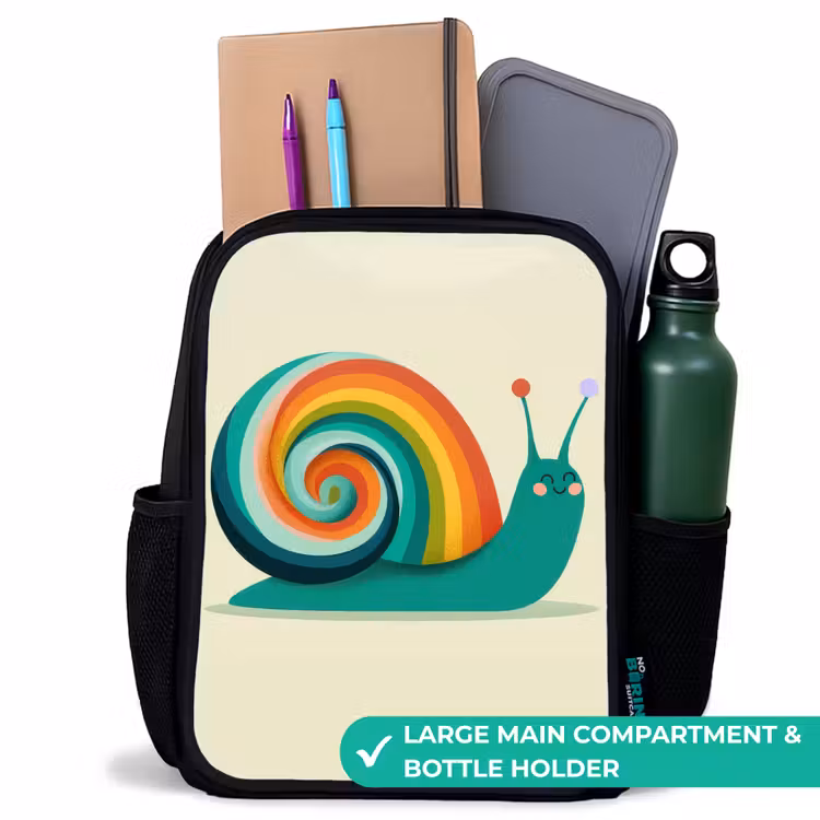 Kids backpack - Black - Snail - Rainbow - Colorful — 10