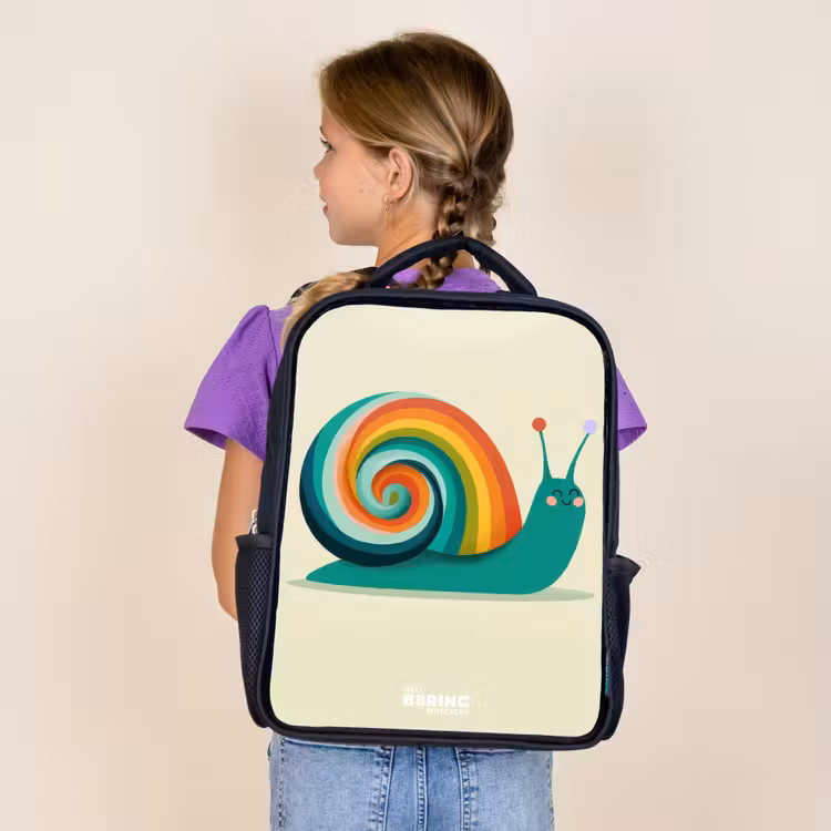 Kids backpack - Black - Snail - Rainbow - Colorful — 4