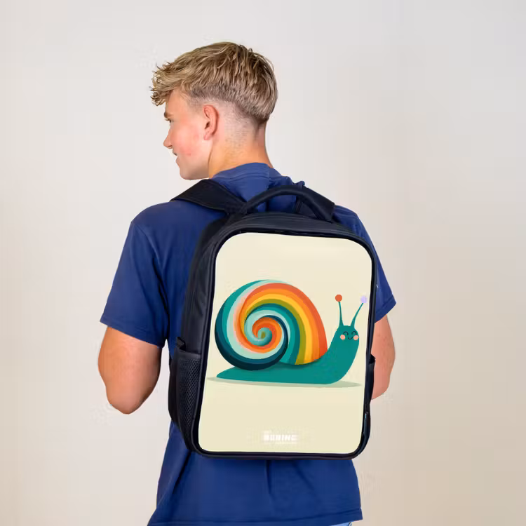 Kids backpack - Black - Snail - Rainbow - Colorful — 5