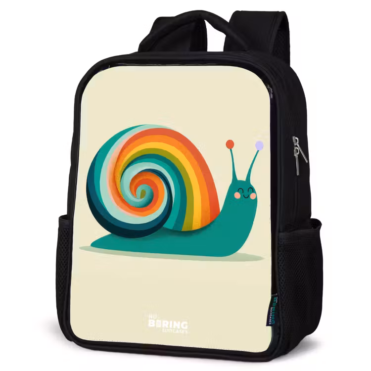 Kids backpack - Black - Snail - Rainbow - Colorful — 6