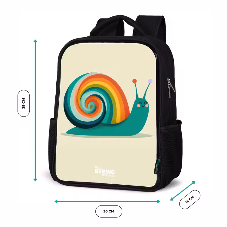 Kids backpack - Black - Snail - Rainbow - Colorful — 8