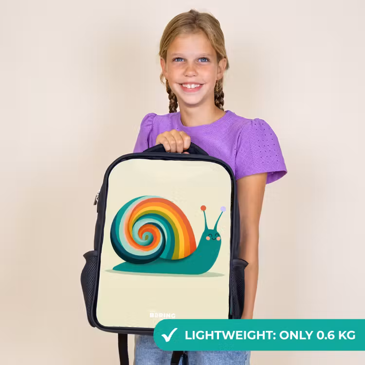 Kids backpack - Black - Snail - Rainbow - Colorful — 9