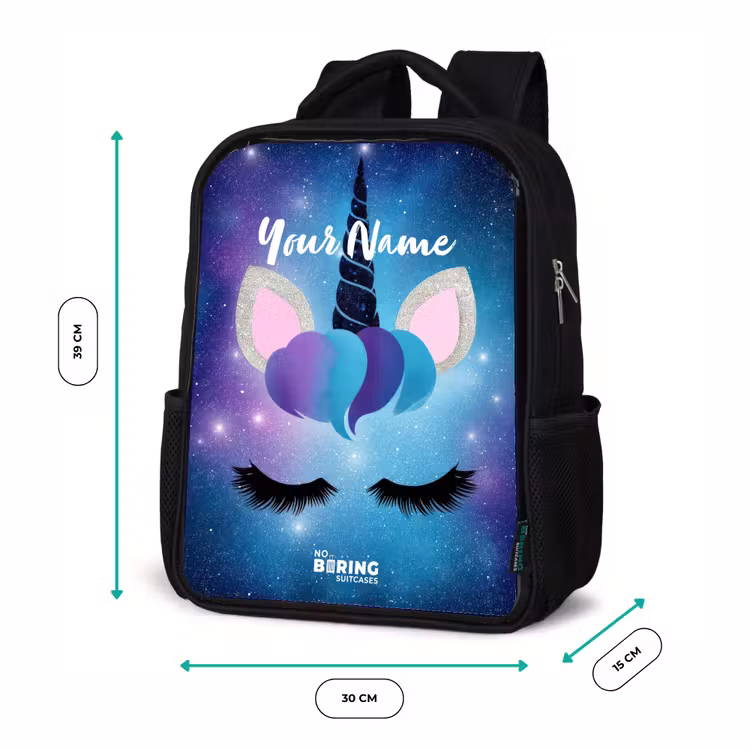 Kids backpack - Black - Unicorn on a starry sky background — 8