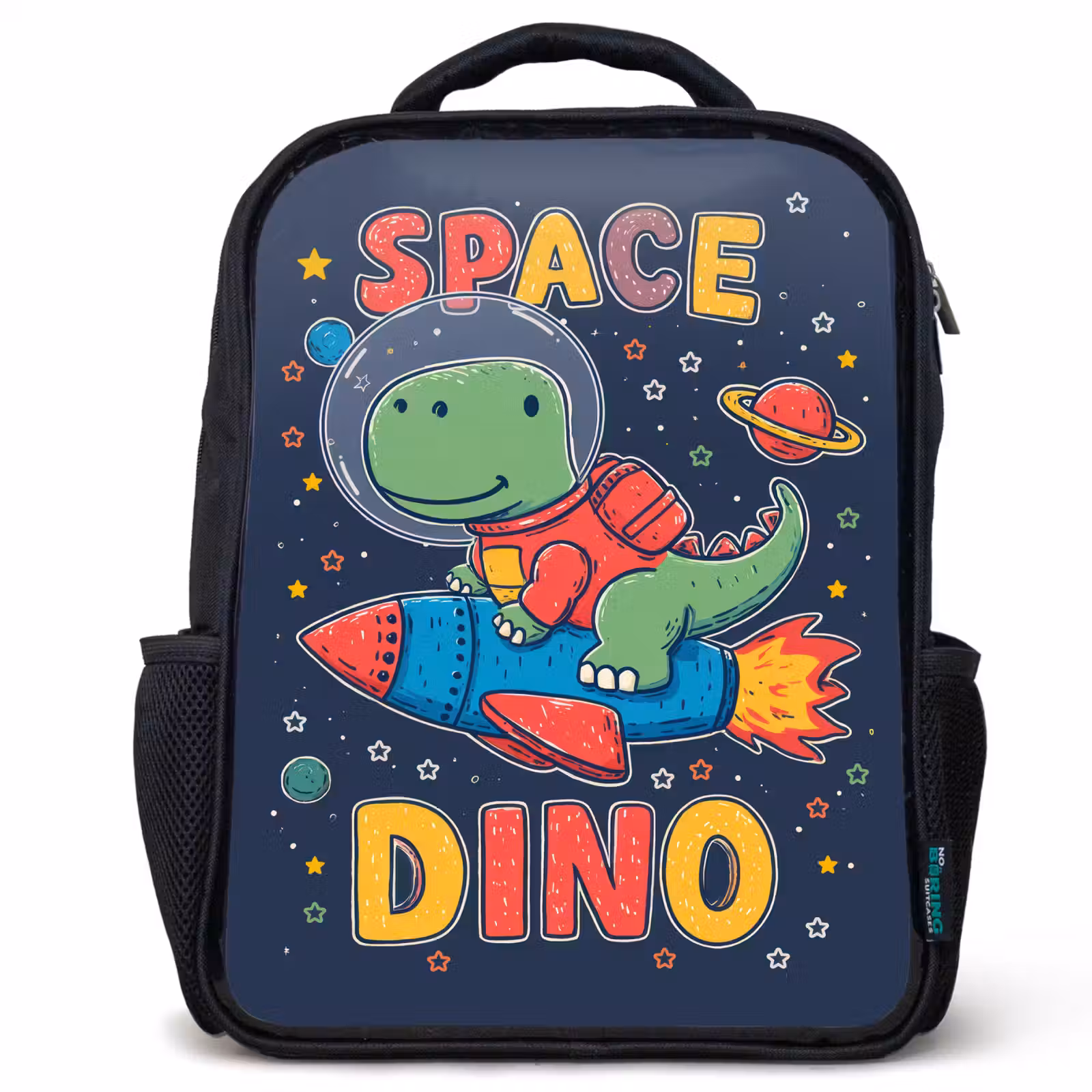 Kids backpack - Black - Dino - Rocket - Colorful — 1