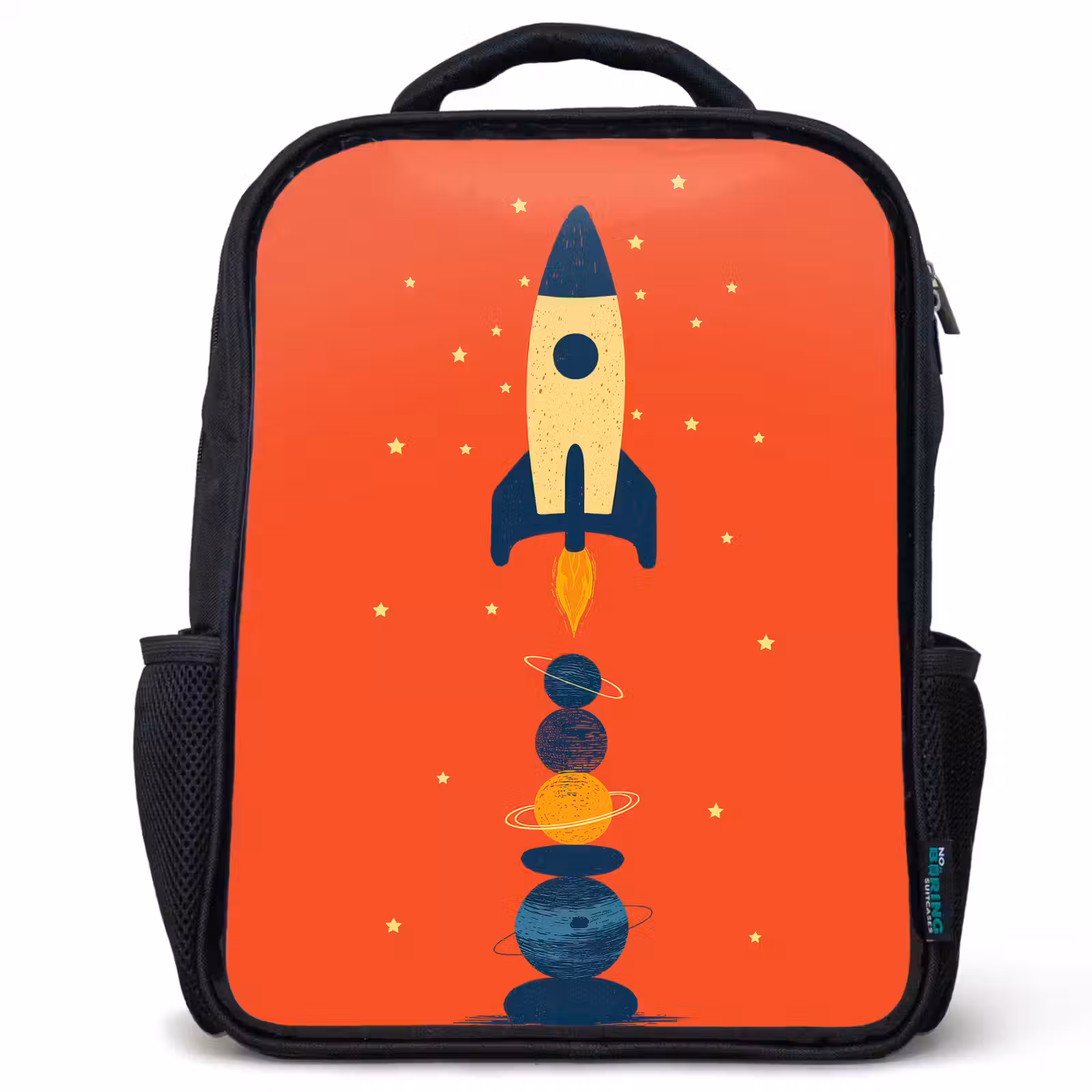 Kids backpack - Black - Rocket - Planets - Red — 1
