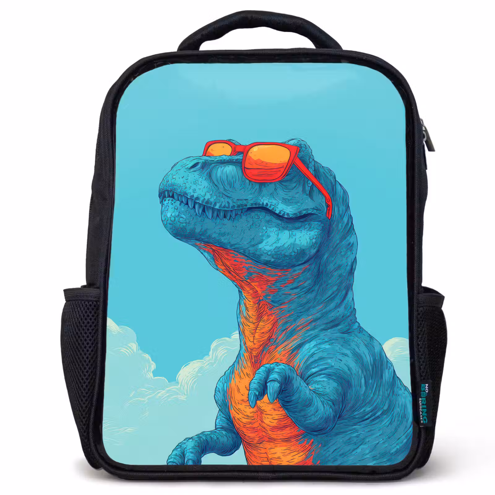 Kids backpack - Black - T-Rex - Blue - Clouds - Sunglasses — 1