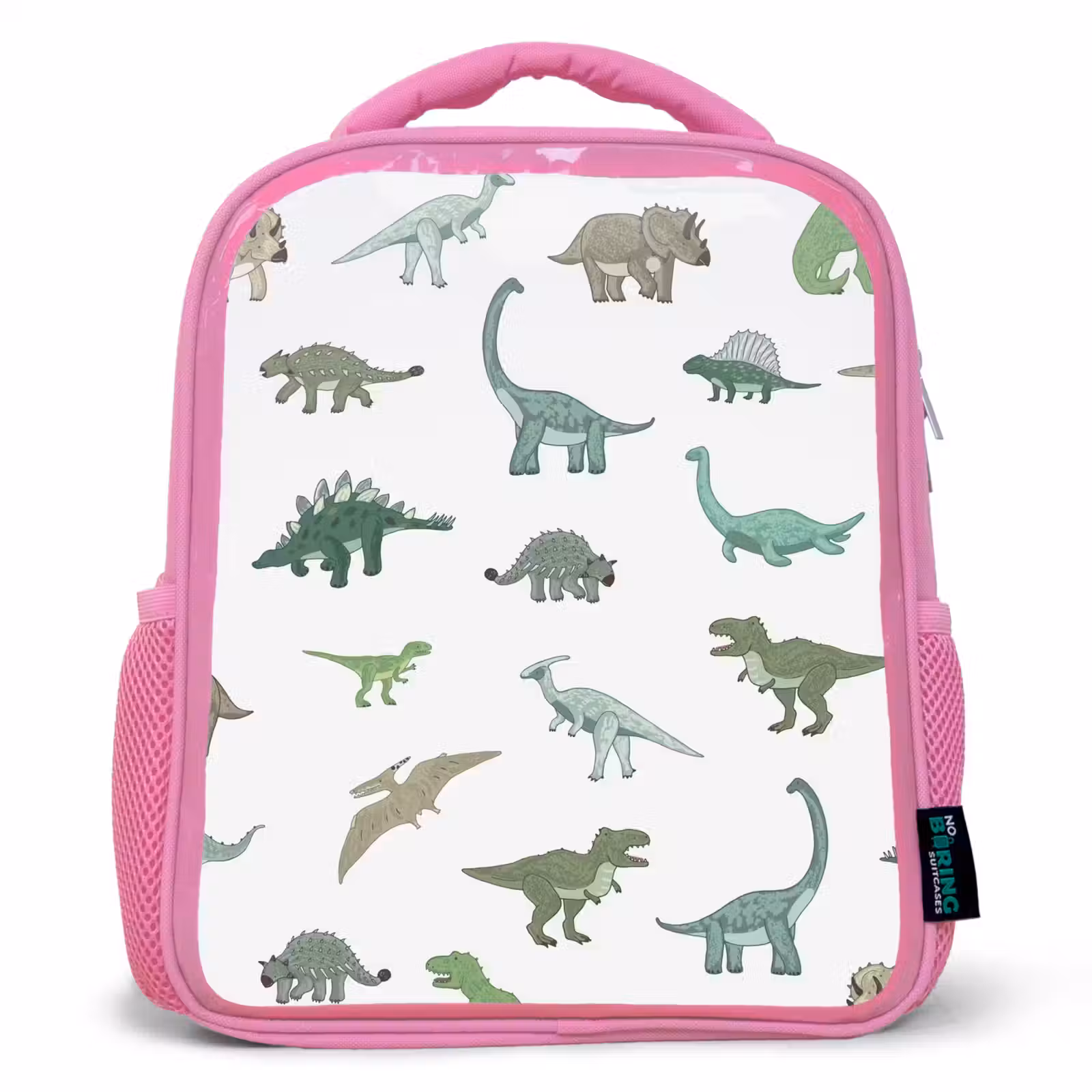 Kids backpack - Pink - Dino - Pattern - Green — 1