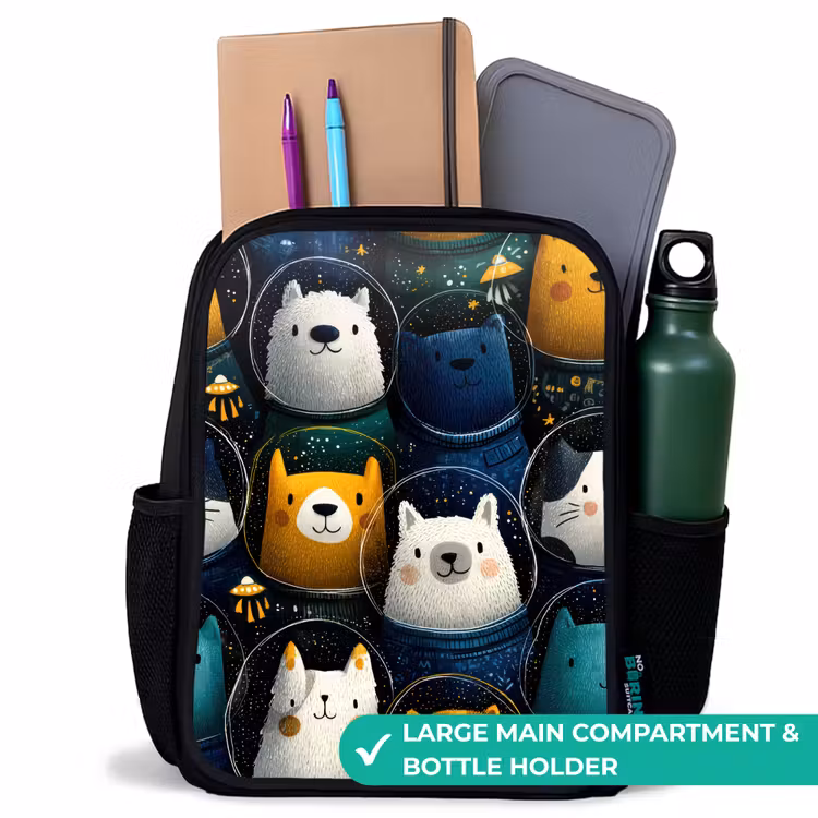 Kids backpack - Black - Animals - Space suits - Stars — 10