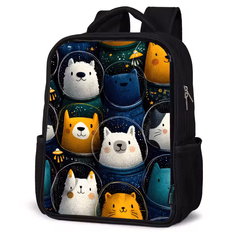 Kids backpack - Black - Animals - Space suits - Stars — 6