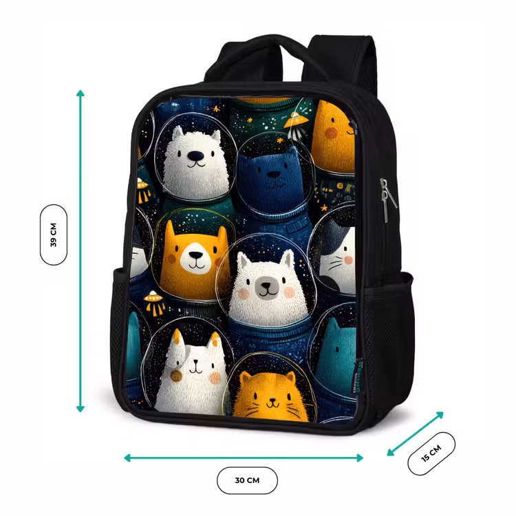 Kids backpack - Black - Animals - Space suits - Stars — 8