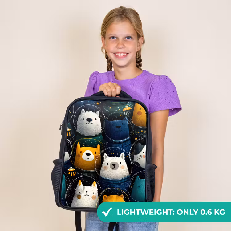 Kids backpack - Black - Animals - Space suits - Stars — 9