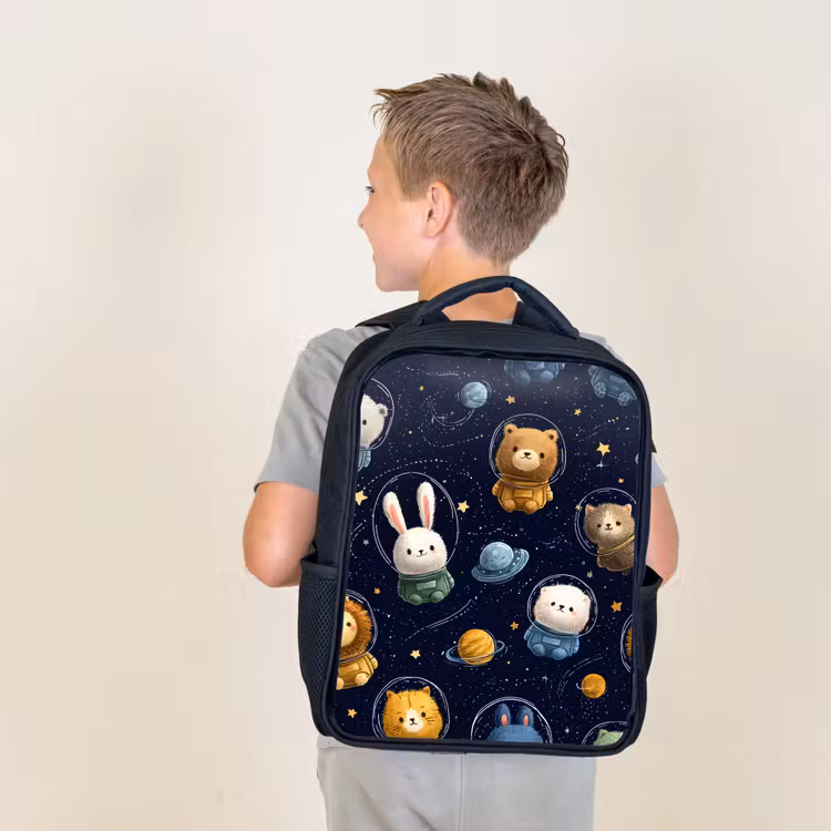 Kids backpack - Black - Animals - Starry Sky - Space — 2