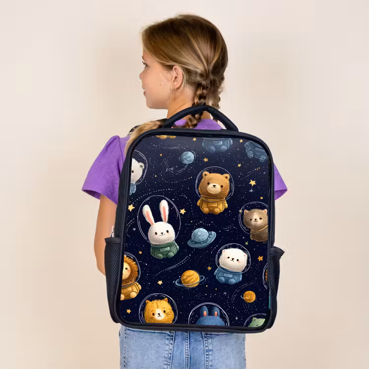 Kids backpack - Black - Animals - Starry Sky - Space — 4