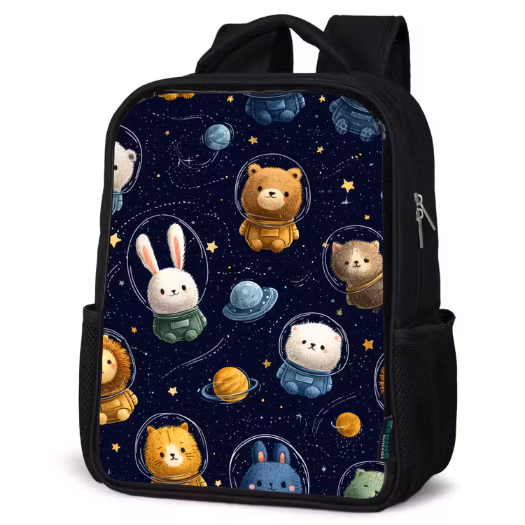 Kids backpack - Black - Animals - Starry Sky - Space — 6