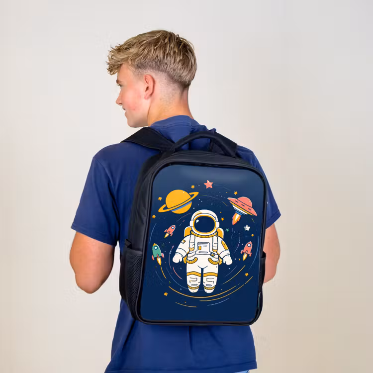 Kids backpack - Black - Astronaut - Planets - Rocket — 5