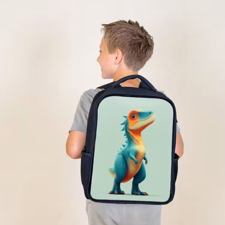 Kids backpack - Black - Cartoon - Dino - Orange - Skittles — 2