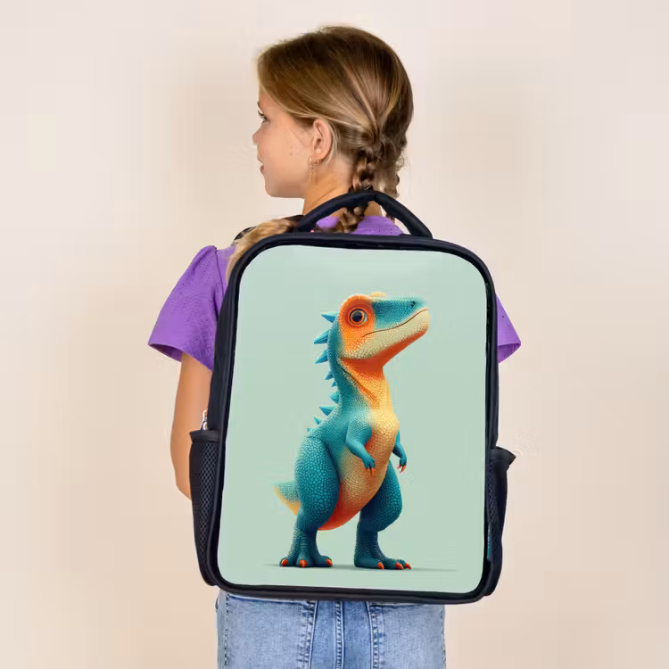 Kids backpack - Black - Cartoon - Dino - Orange - Skittles — 4