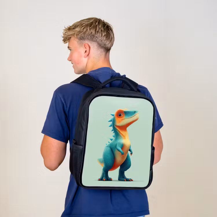 Kids backpack - Black - Cartoon - Dino - Orange - Skittles — 5