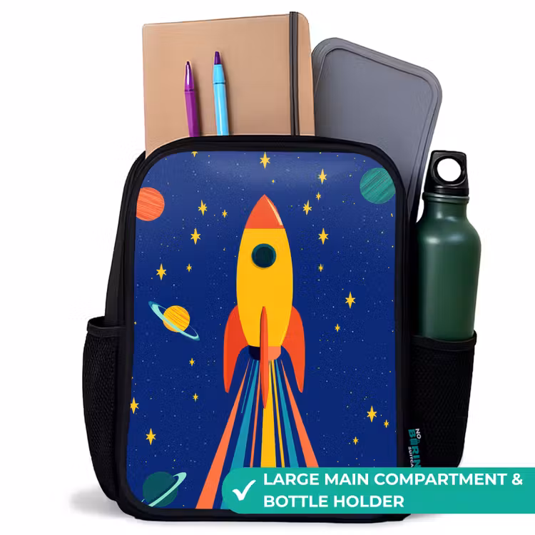 Kids backpack - Black - Colorful - Rocket - Space — 10