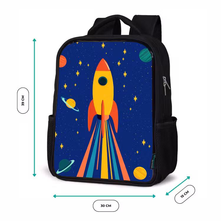 Kids backpack - Black - Colorful - Rocket - Space — 8