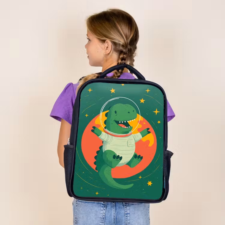 Kids backpack - Black - Dino - Green - Planet — 4