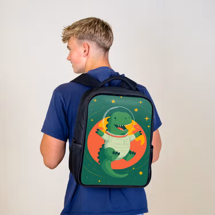 Kids backpack - Black - Dino - Green - Planet — 5