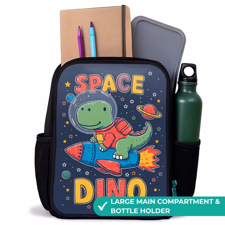 Kids backpack - Black - Dino - Rocket - Colorful — 10