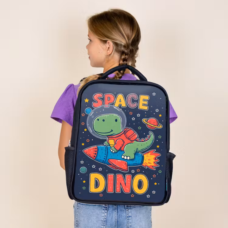 Kids backpack - Black - Dino - Rocket - Colorful — 4
