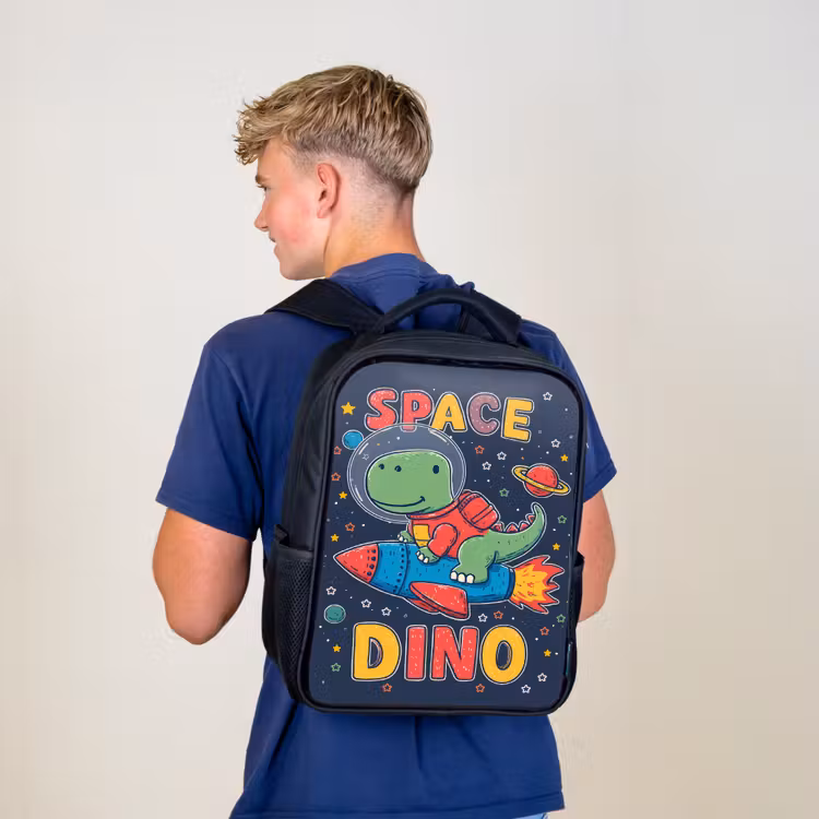 Kids backpack - Black - Dino - Rocket - Colorful — 5