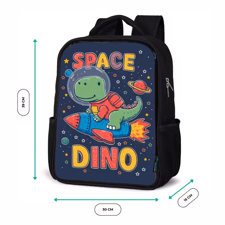 Kids backpack - Black - Dino - Rocket - Colorful — 8