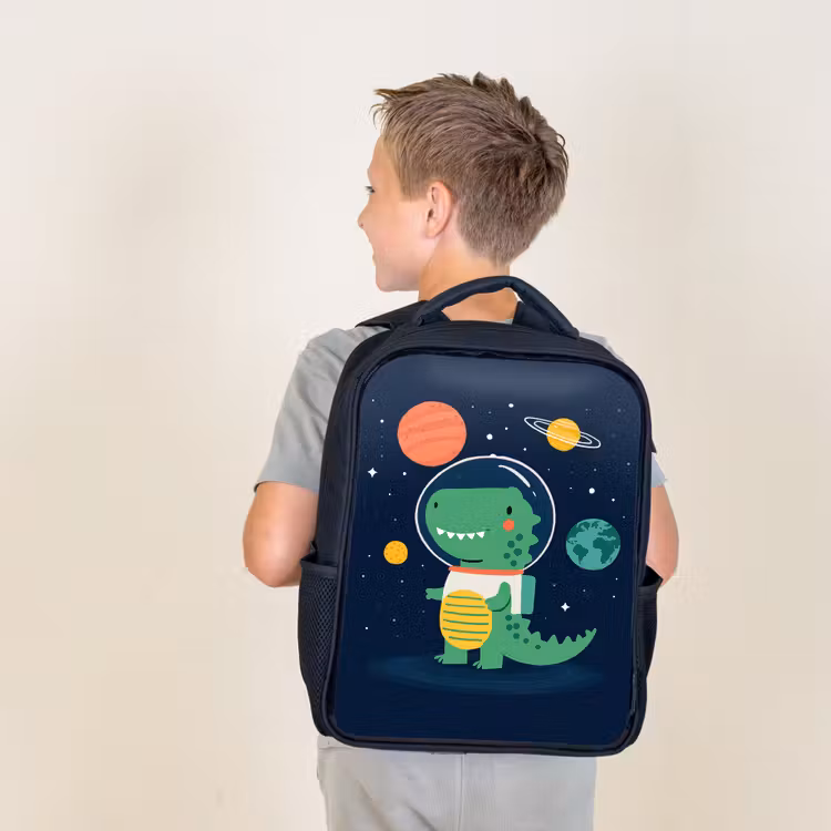 Kids backpack - Black - Dino - spacesuit - Planets — 2