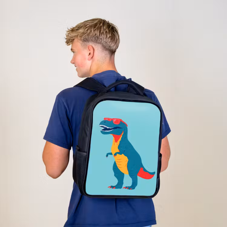 Kids backpack - Black - Dinosaur - Blue - Sunglasses — 5