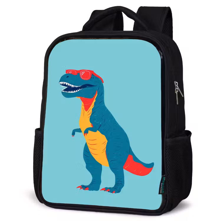 Kids backpack - Black - Dinosaur - Blue - Sunglasses — 6