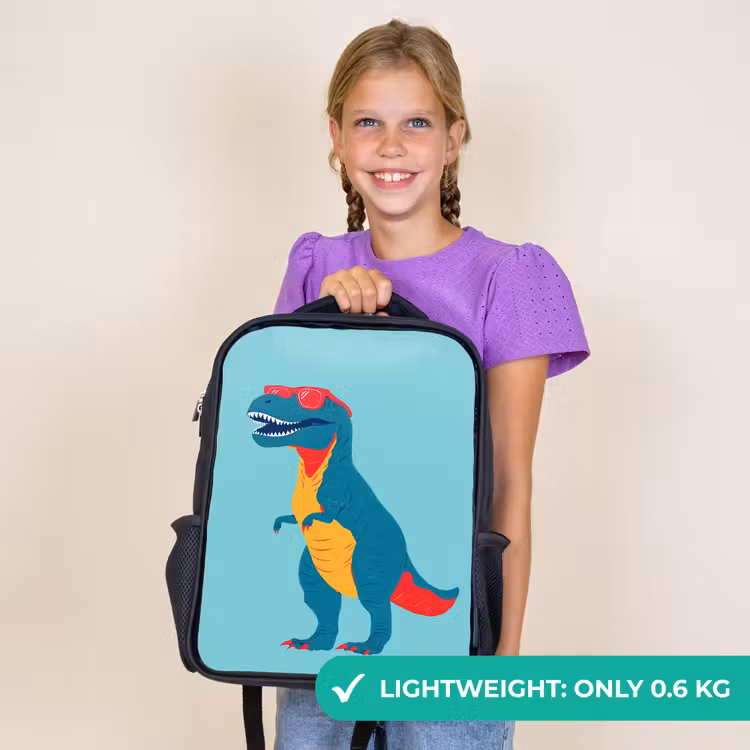 Kids backpack - Black - Dinosaur - Blue - Sunglasses — 9