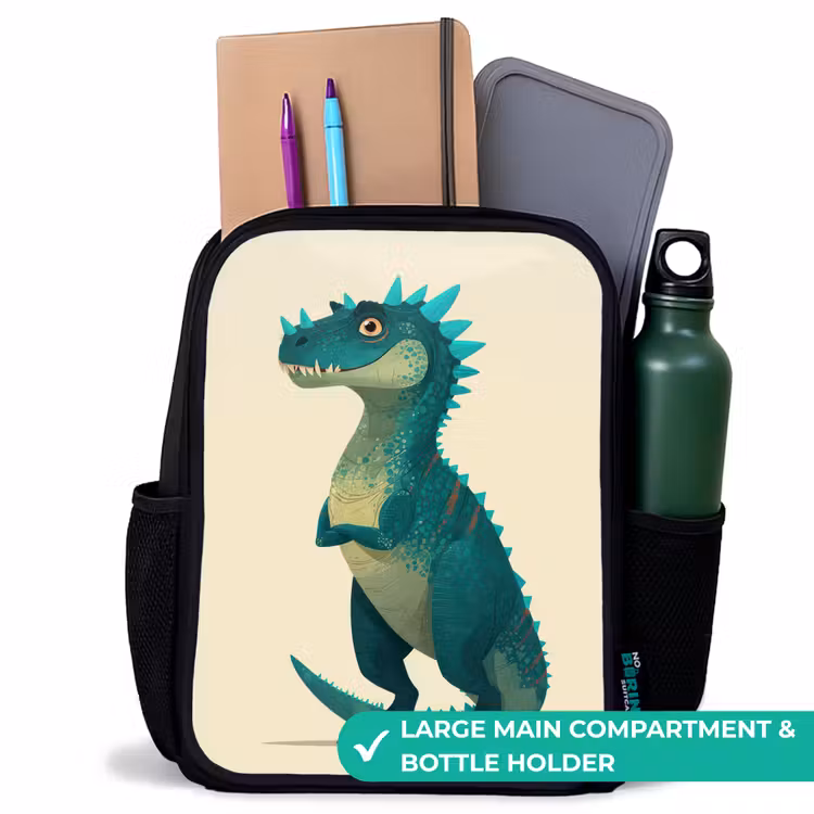 Kids backpack - Black - Dinosaur - Turquoise - Spines — 10