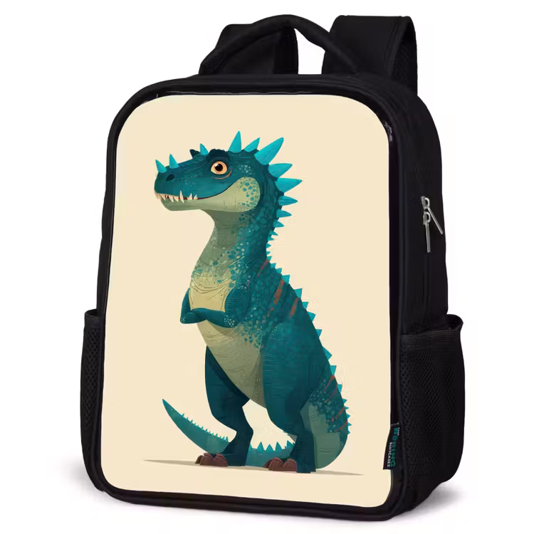 Kids backpack - Black - Dinosaur - Turquoise - Spines — 6