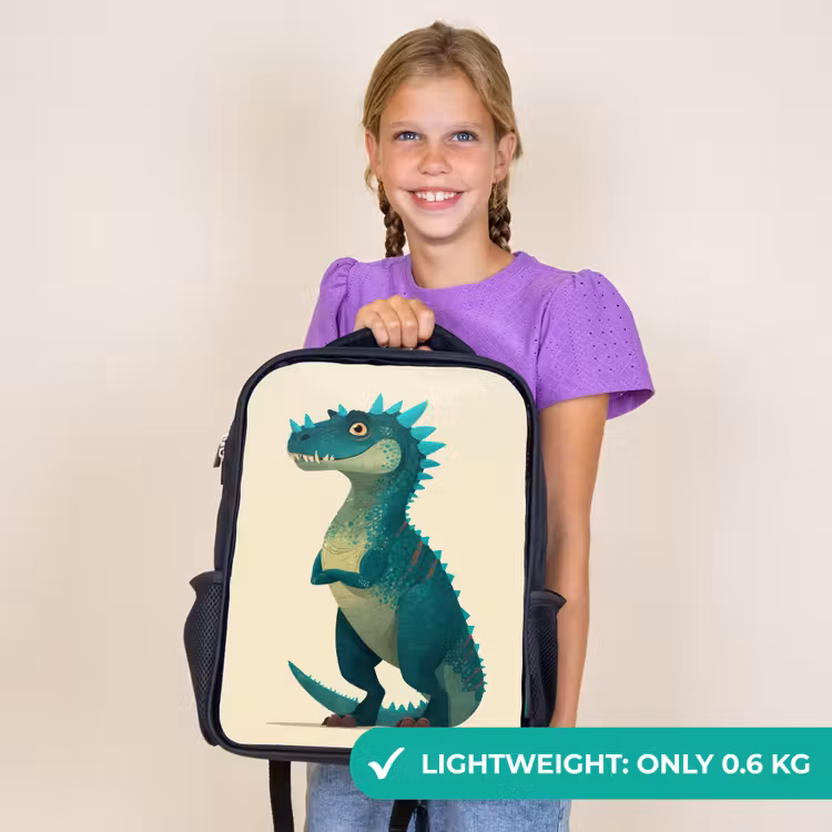 Kids backpack - Black - Dinosaur - Turquoise - Spines — 9
