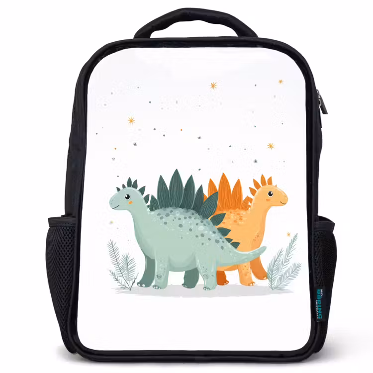 Kids backpack - Black - Plants - Stars - Dinosaurs - Orange — 1