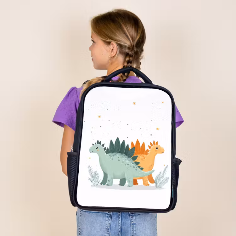 Kids backpack - Black - Plants - Stars - Dinosaurs - Orange — 4