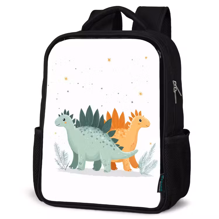 Kids backpack - Black - Plants - Stars - Dinosaurs - Orange — 6