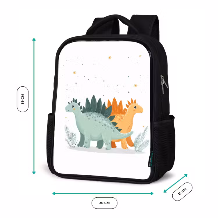 Kids backpack - Black - Plants - Stars - Dinosaurs - Orange — 8