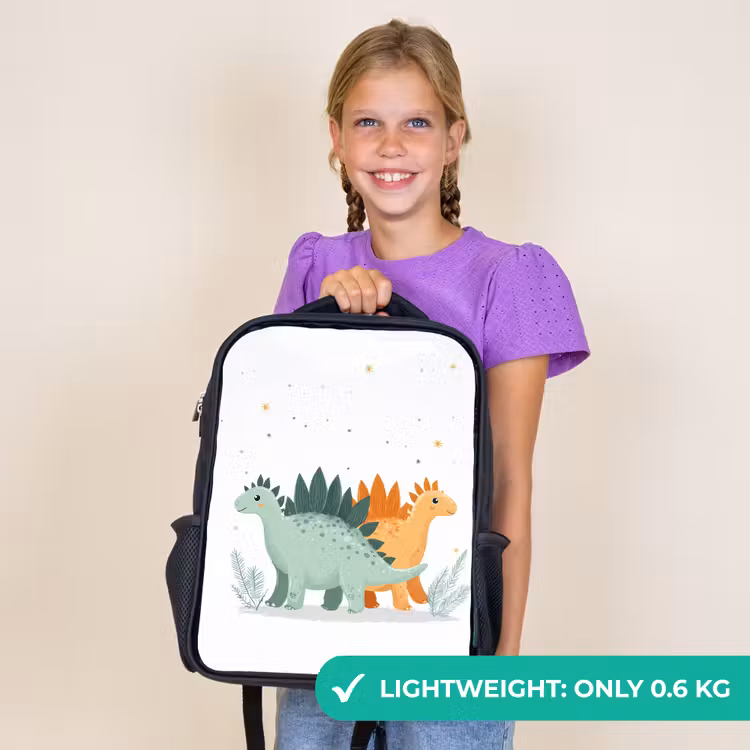 Kids backpack - Black - Plants - Stars - Dinosaurs - Orange — 9