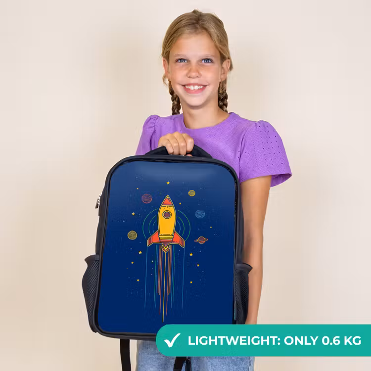 Kids backpack - Black - Rocket - Blue - Stars — 9