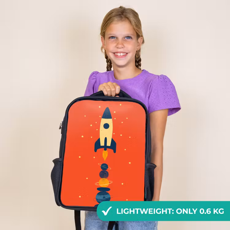 Kids backpack - Black - Rocket - Planets - Red — 9