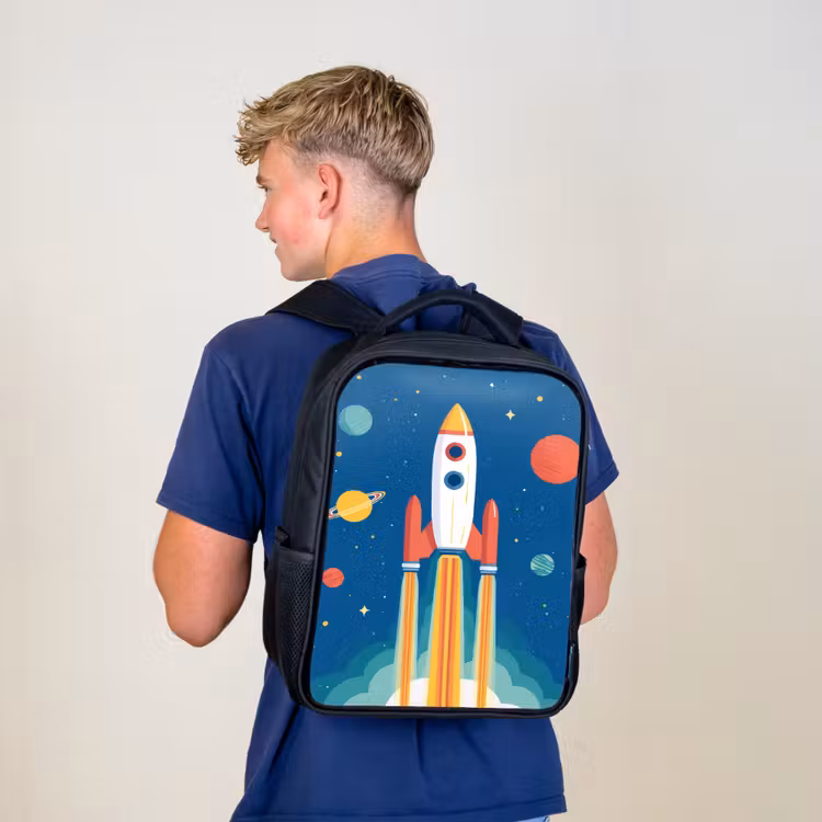 Kids backpack - Black - Rocket - Planets - Space — 5