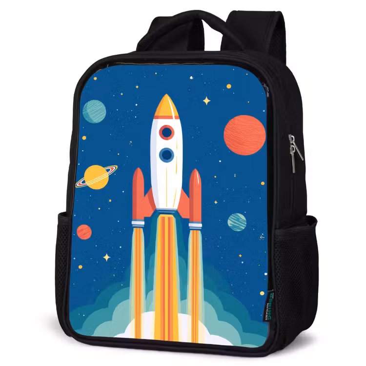 Kids backpack - Black - Rocket - Planets - Space — 6