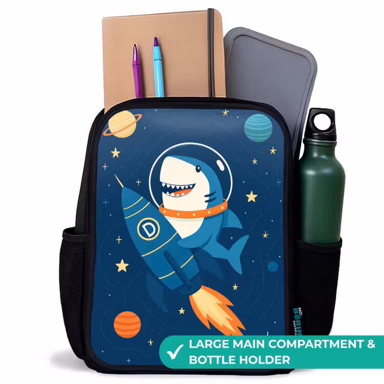 Kids backpack - Black - Rocket - Shark - Space — 10