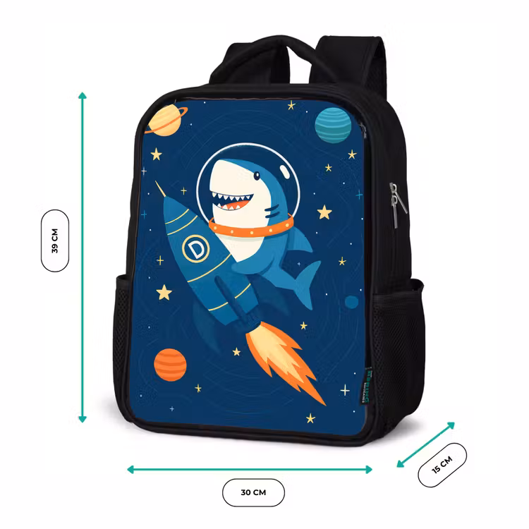 Kids backpack - Black - Rocket - Shark - Space — 8