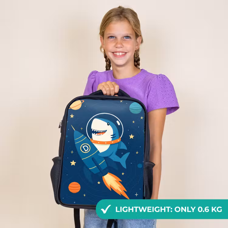 Kids backpack - Black - Rocket - Shark - Space — 9
